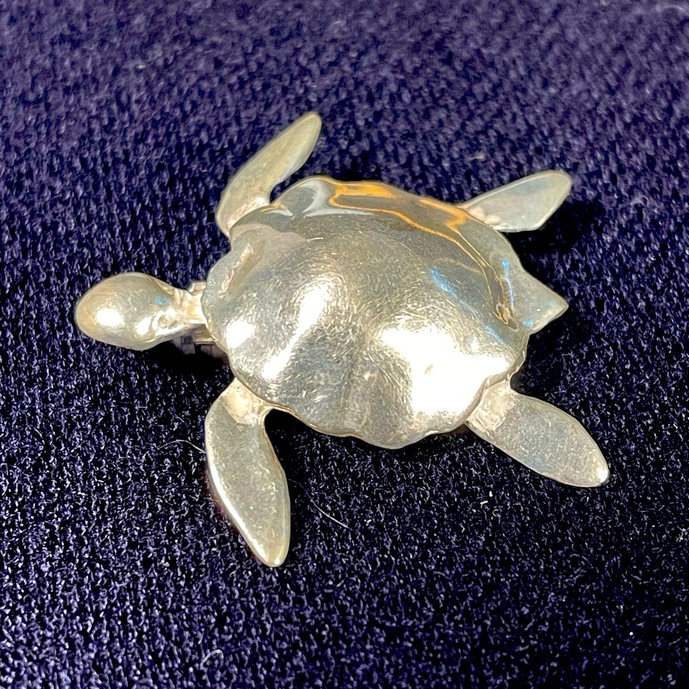 Turtle Tortoise Pin Brooch 925 sterling silver handmade artisan